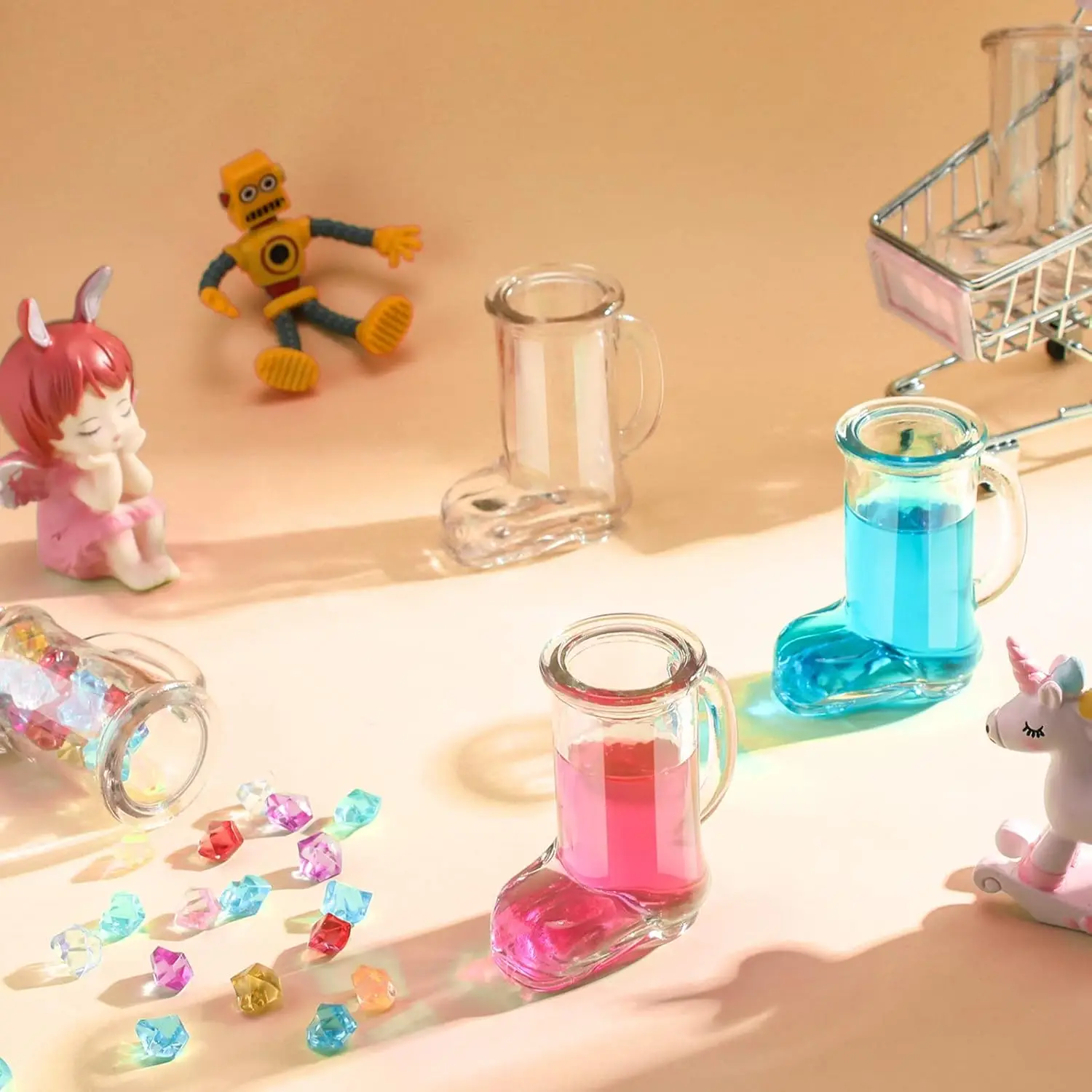 1.7 oz Cowboy Beer Boot Shot Glass Mini Glass Boot Funny Shot Glasses Heavy Base Shoe Drinking Glass with Handle for Party Gift