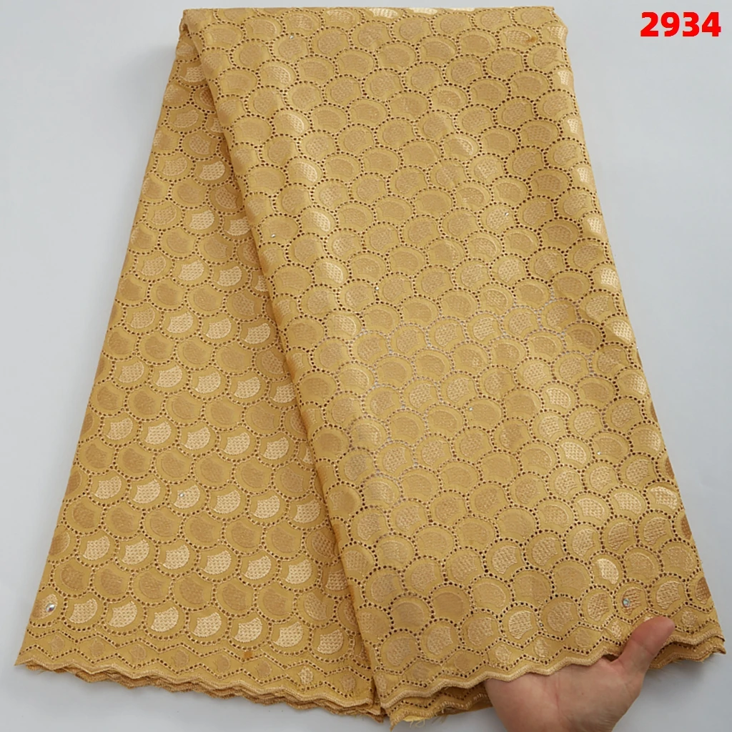 Swiss Voile Lace In Switzerland With Stones Embroidered Dry Africa Cotton Lace Fabrics 5 Yards For Nigerian Church Dress 2934