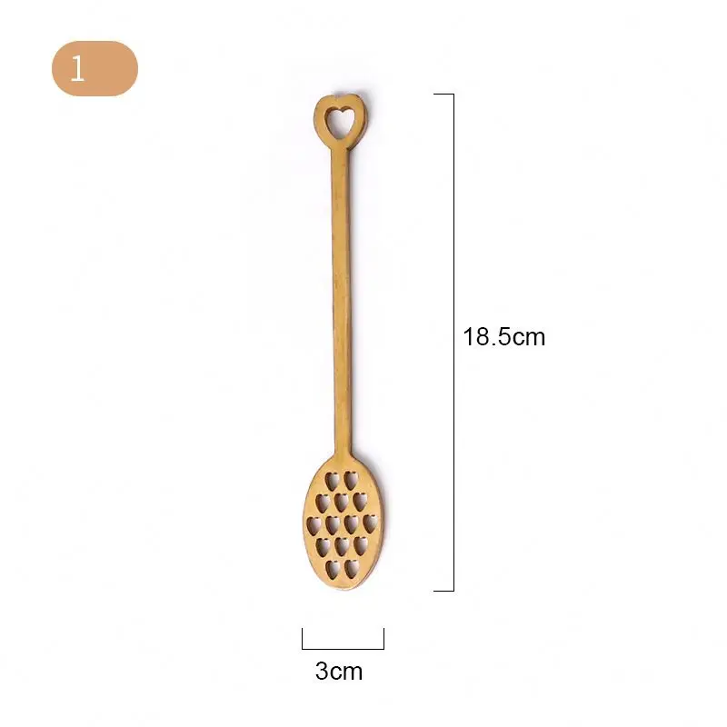 Custom Long Handle Honeycomb Wooden Honey Spoon Solid Wood Honey Stirring Spoon Dessert Jam Stirring Stick Wholesale