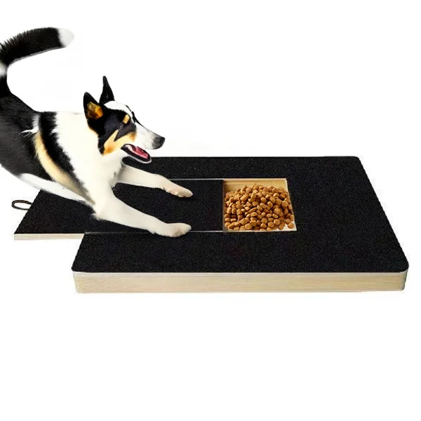 Dog Nail Scratch Board Pet Treat Trimmer Puppy Dog Scrath Board for Nail with treat Wooden Dog Grabbing Board with Snack Box