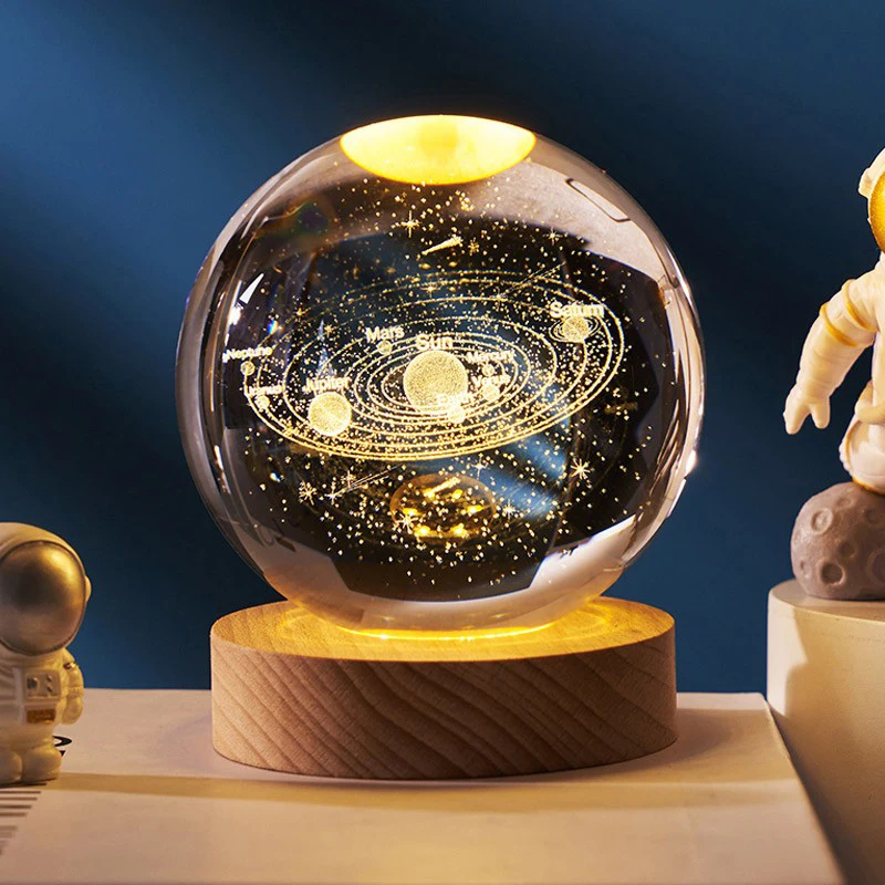 Starry Sky astronaut white crystal ball luminous 3d effect carved small night light custom tabletop decoration night light
