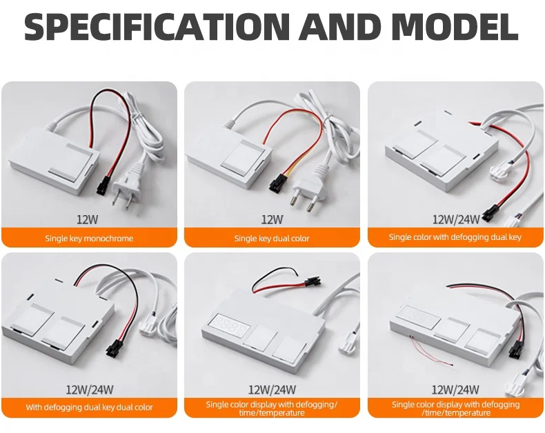 Hot seller power supply driver led light touch sensor switch illuminated smart bathroom mirror touch switch