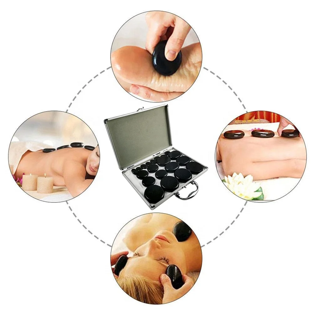 8060 wholesale spa massage heater stone hot stone basalt massage set in box therapy massage kit with heater for body  health