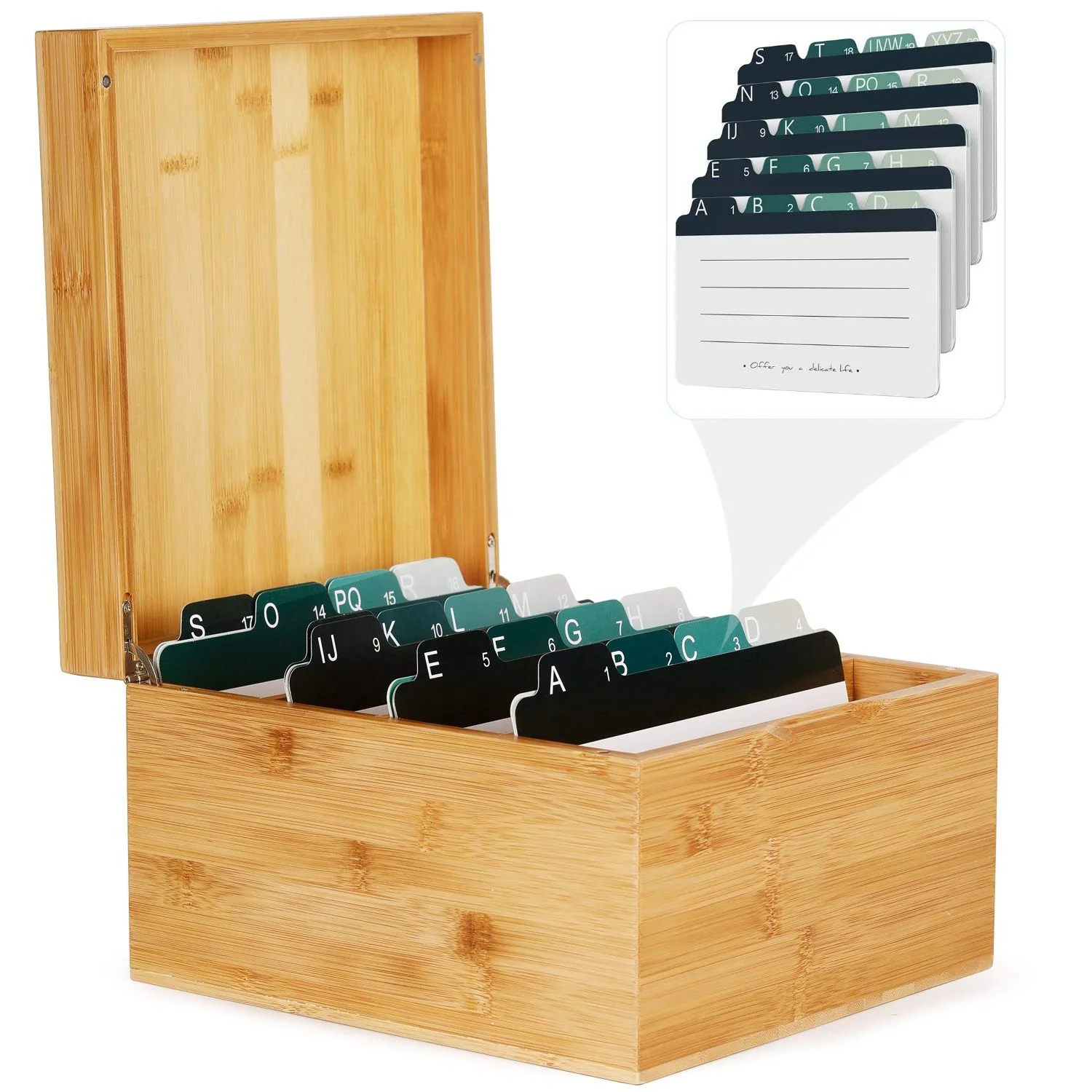 Custom advanced environmental index card storage box Bamboo Business Card Storage Box