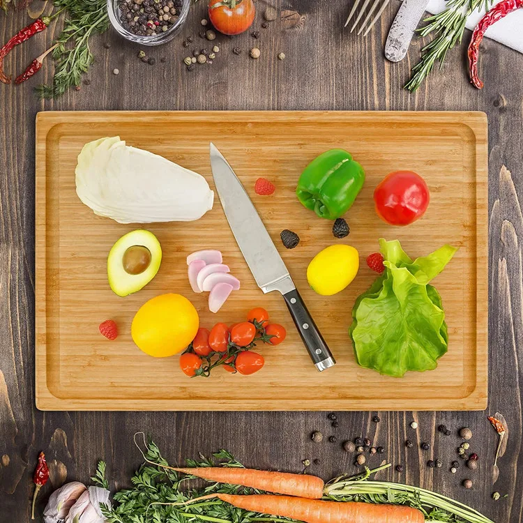 Modern Design Kitchen Extra Large Wood Chopping Butcher Block Bamboo Cutting Board With Handle And Juice Groove