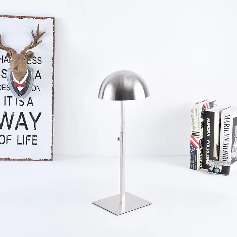 hot sale luxury metal stainless steel hat rack adjustable custom silver in stock counter top hat display holder for boutique