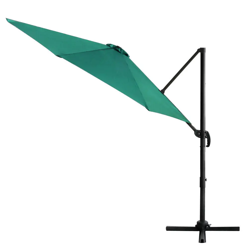 Outdoor lightweight aluminium frame patio umbrella large size 360 degrees luxury cantilever garden umbrella with cross base