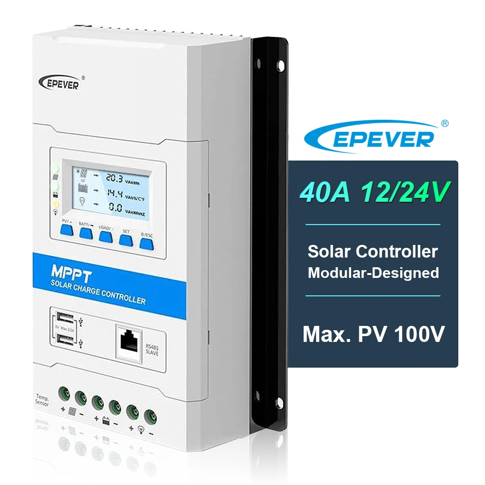 DIY LCD/LED screen USB/RS485 Modules MPPT solar charge controller 12v 24v 40a for solar energy system