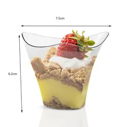 KS customWholesale Plastic Ps Dessert Cups Of Various Sizes Square Dessert Mousse Wood Bran Pudding Cup With Spoon