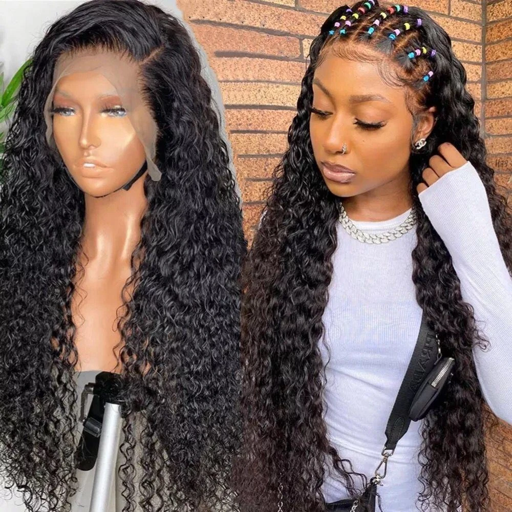 Cheap Wholesale Lace Front Wig Oem Vendors Human Hair Long Size 28 30 Inch Deep Wave Transparent Full Hd Swiss Lace Frontal Wig