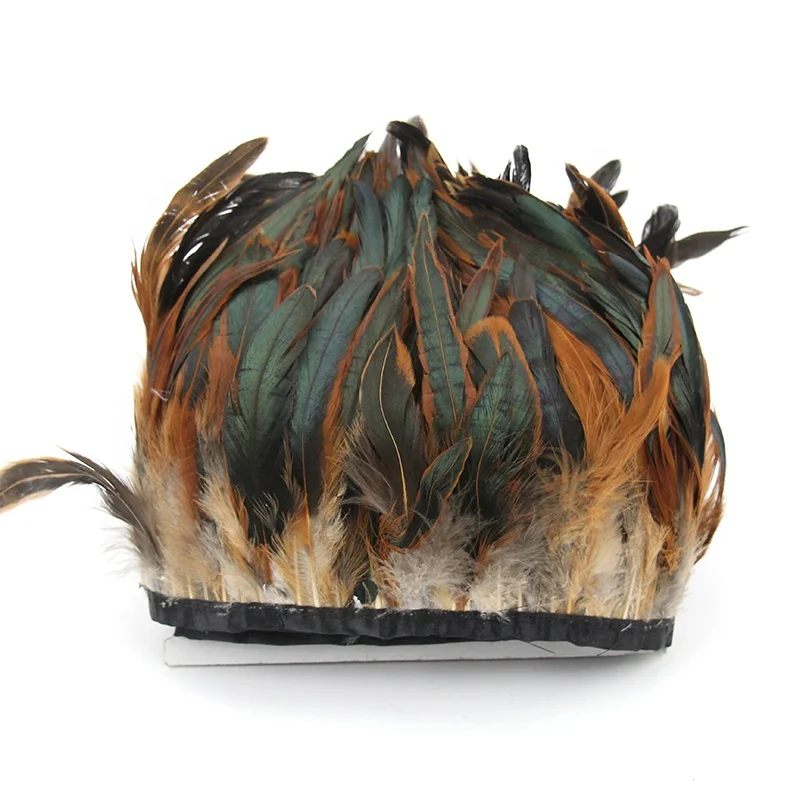 Factory supply discount price rooster feather trims and fringes for carnival costume dyed plumas trim dyed color cheap goose