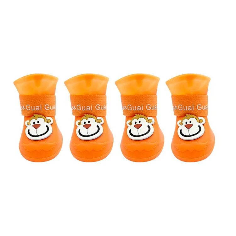 Eco friendly PVC outdoor waterproof silicone cartoon pet rain boots for dogs