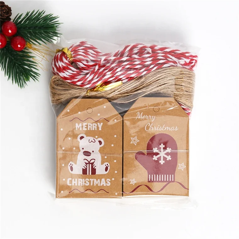 Wholesale Merry Christmas Tags Kraft Paper Card Gift Label Tag And Hang Tags For Gift Wrapping Decor Gift Card Set