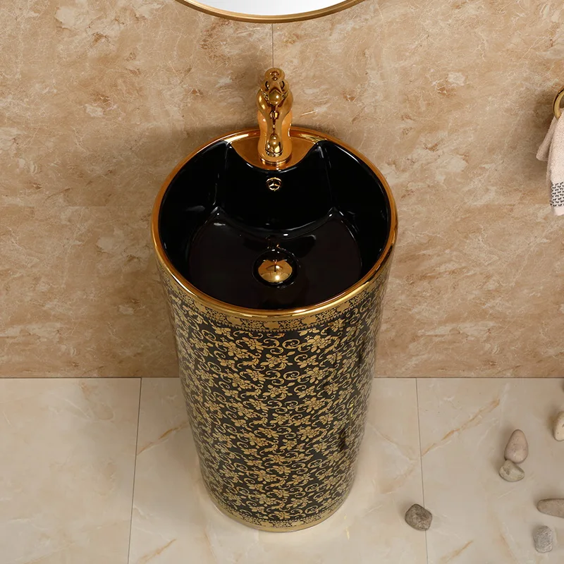 KD-01GPD Set Customized Golden Design Tangshan Sunrise Ceramic Toilets Black Color Glazed Ceramic One Piece Toilet with Basin