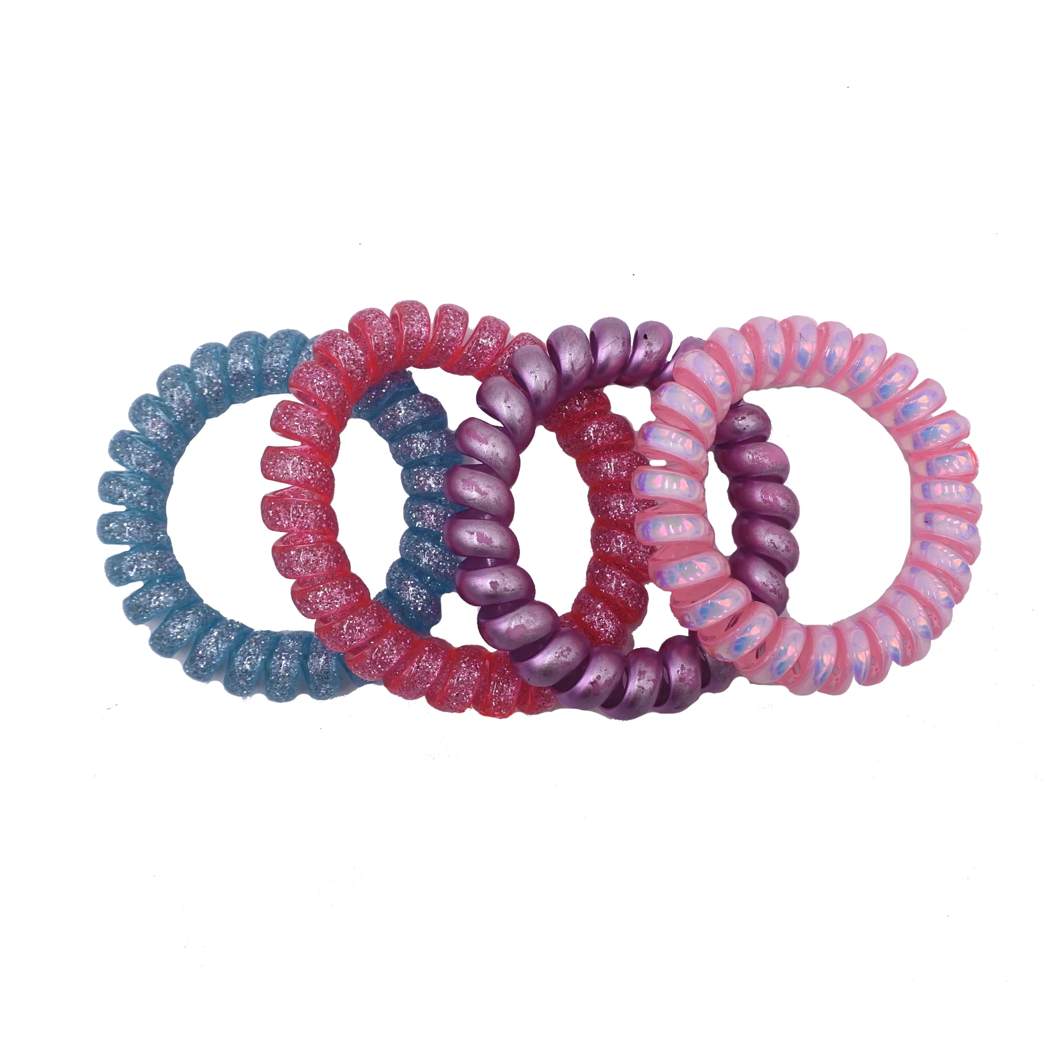 
convenient nice shinny phone cord hair tie sets hair accessories for girls 