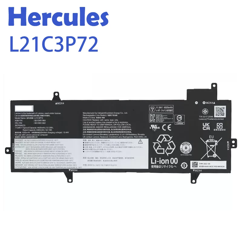L21C3P72 L21B3P71 L21M3P72 SB10W10W51983 SB10W51982 laptop battery for Lenovo ThinkPad Z13 Gen 1 rechargeable notebook battery