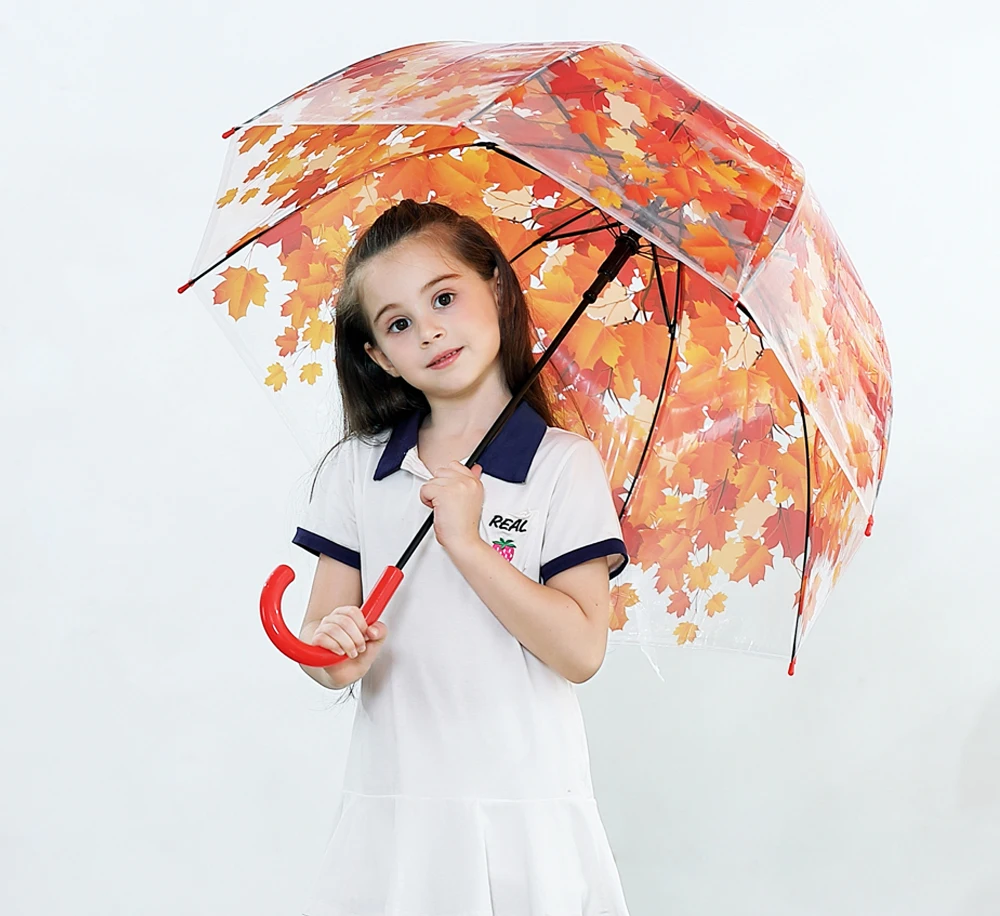 18inch wholesale promotional machine printing poe clear transparent kids children umbrella