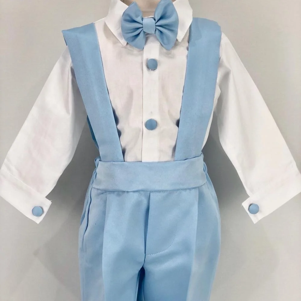Summer Wholesale Children Modern Luxury Birthday High Quality Kids Clothes Clothing Custom Blue Boy Suit Baby Vest And Pants
