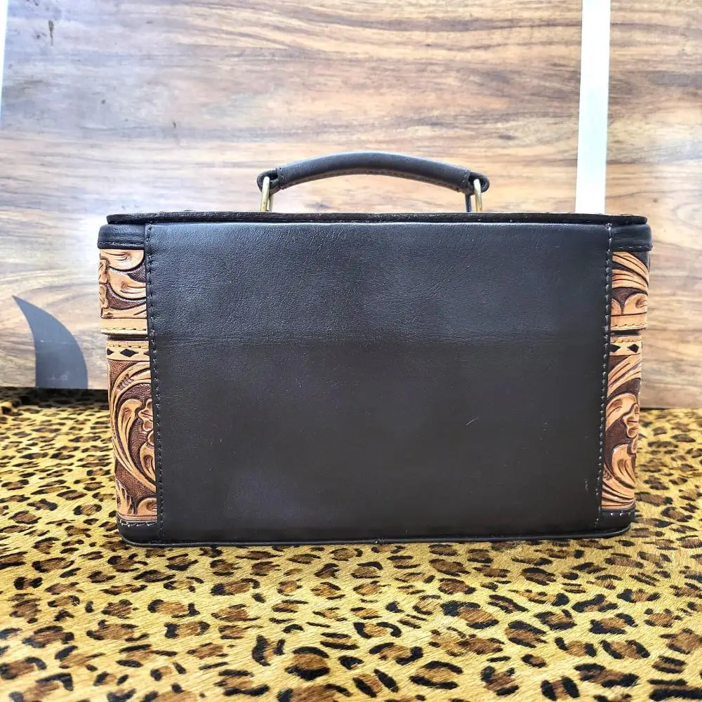 New Arrival Spacious Secured Western Style Large Tooled Leather Jewelry Box for Export Selling Available at Inexpensive Price