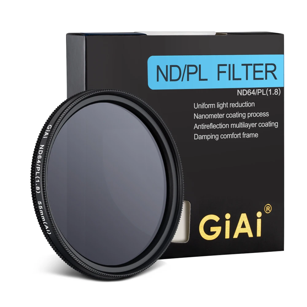 GiAi 37-86mm nano multi coated smooth optical glass ND64-PL Nd Cpl filter for camera