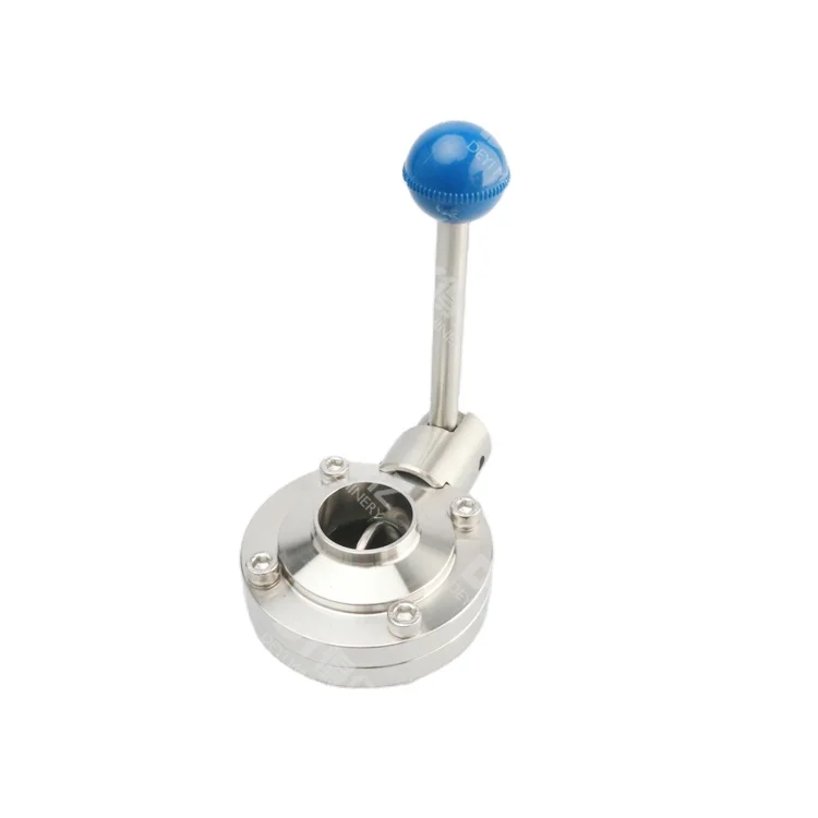 SS316L Sanitary Stainless Steel Manual Pneumatic Electric Butterfly Valve with Hand Lever Silicone Gasket for Water Application