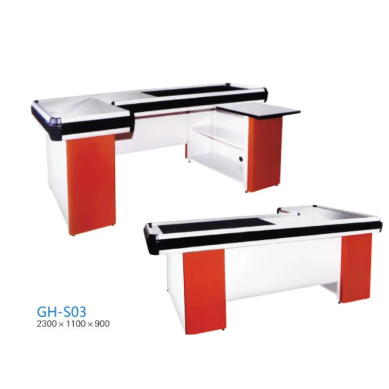 Wholesale Multifunctional Retail Counter Desk Cashier Supermarket Checkout Counter With Conveyor Belt