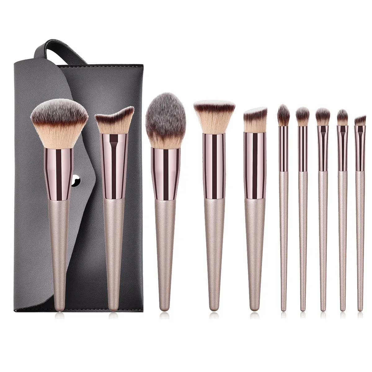 New Style Vegan 4pcs Makeup Brushes  Gold Sliver Makeup Brush Set Custom Label Foundation Make Up Brushes