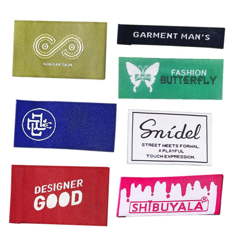 Sew on Clothing Accessories Custom Machine Woven Damask Brand Name Neck Tags and Labels for Shirt