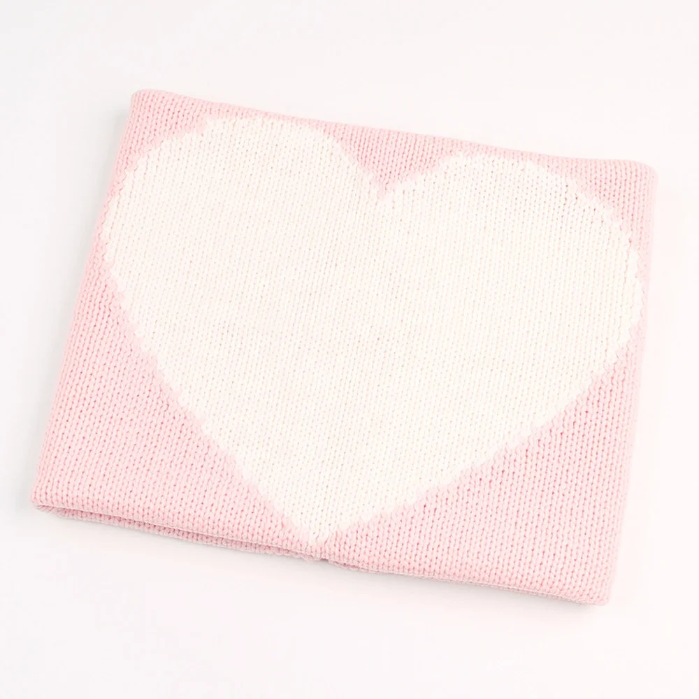 Baby Blanket Cotton Baby Blankets Knitted Swaddles Wraps Soft Blankets For Beds Sleeping Kids Bedding Heart Shaped