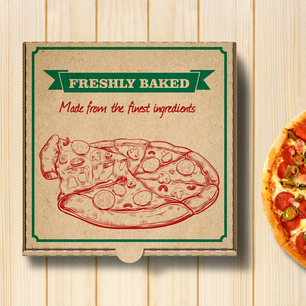 Custom Printed Reusable 12 Inch Pizza Carton Box Black Pizza Box 14X14 Packaging Rectangular Pizza Box