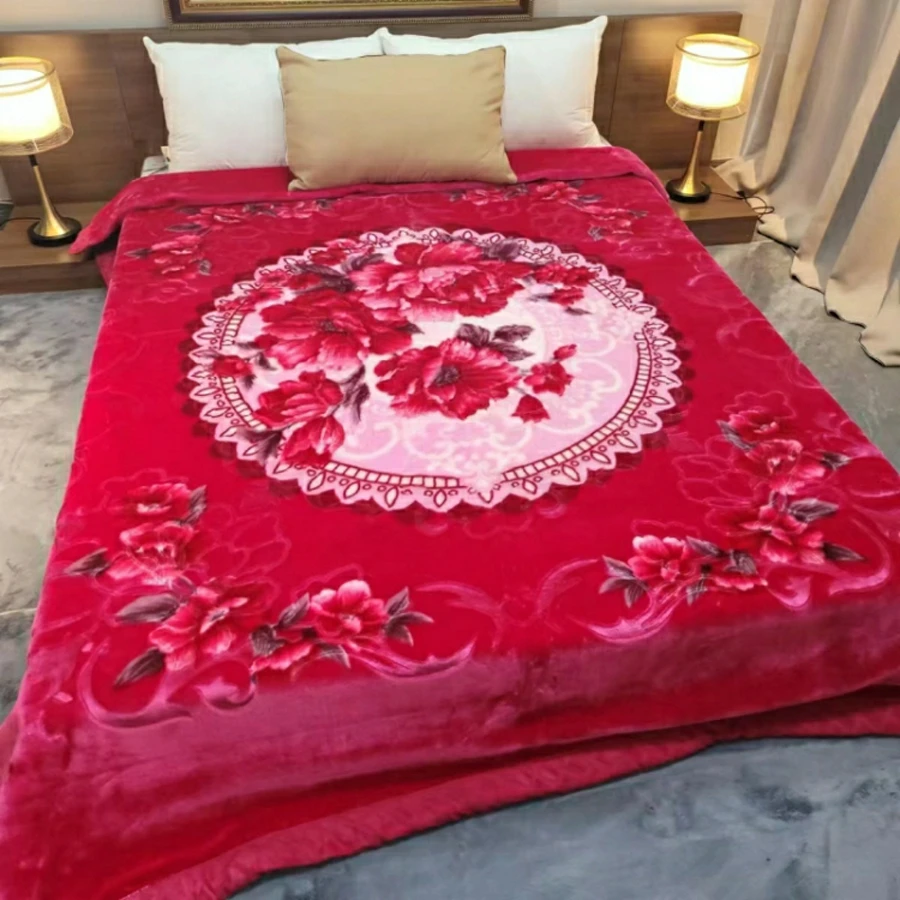 Customizable Raschel Mink Blanket Soft Cozy Winter American-Style Multi-Size Queen Baby Solid Pattern Portable for Sleep China