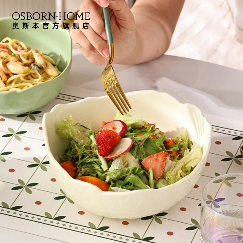 OSBORN Nordic Simple Ceramic Irregular shaped Tableware Noodles Rice Salad Soup Ceramic Bowl