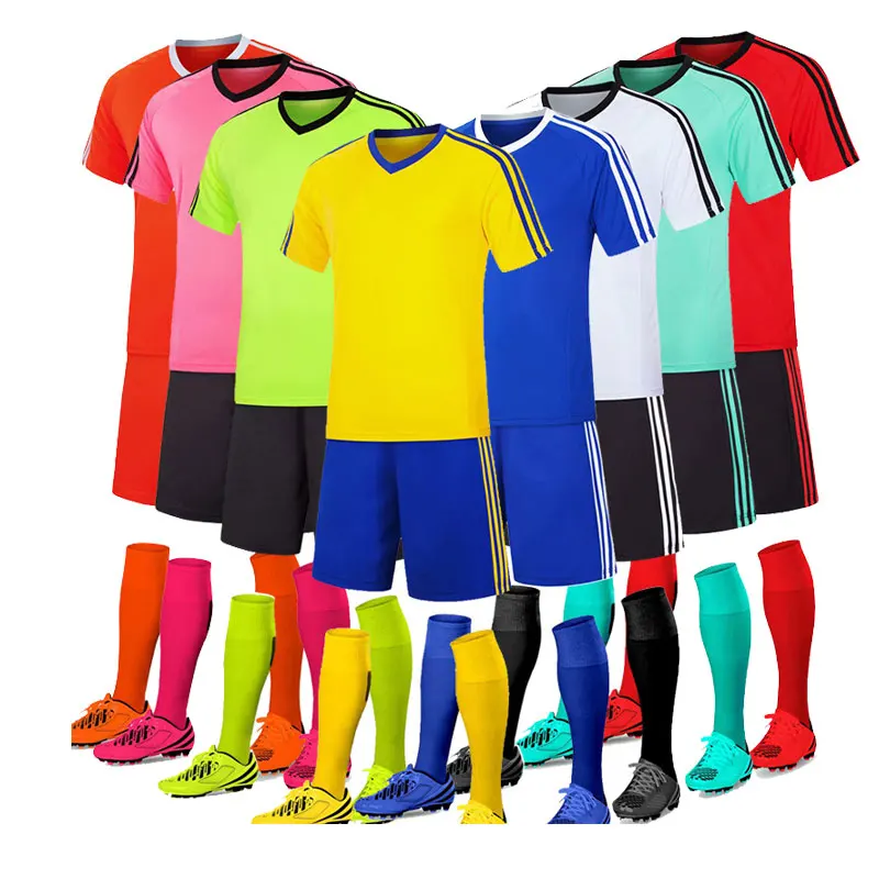 Custom all over printed sports wear classic football t shirts set jersey v neck football t shirts Jersey soccer wear men