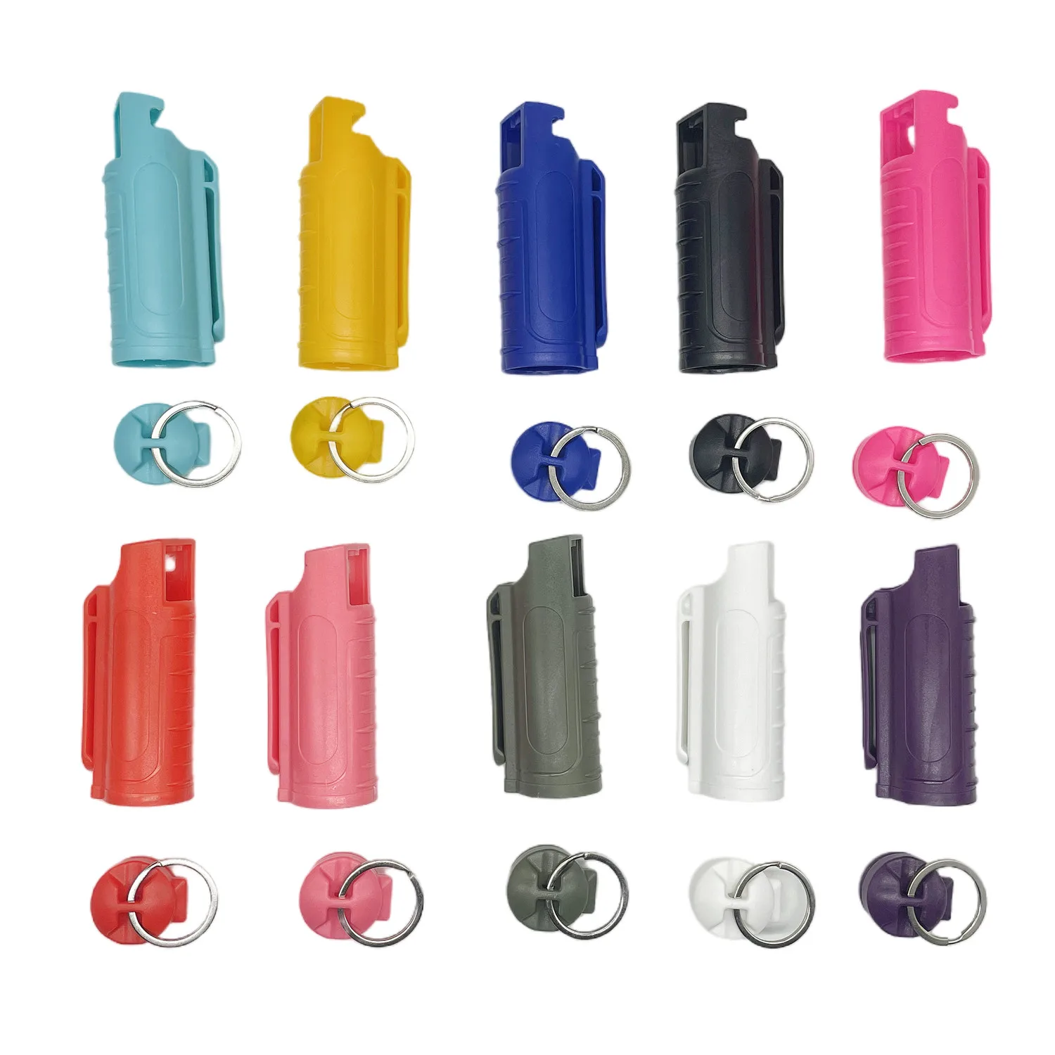 Hot Sale high quality plastic spray shell self defense keychain set with 20ml aluminum can spray
