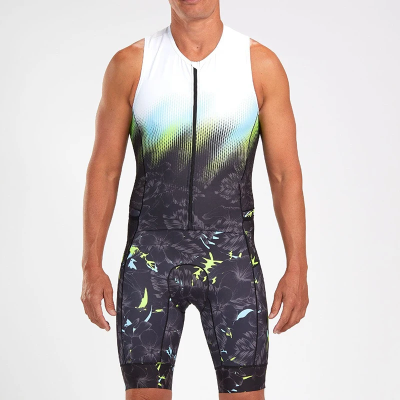 custom design breathable sleeveless triathlon suit men light weight triathlon swimming wetsuit with rear pockets