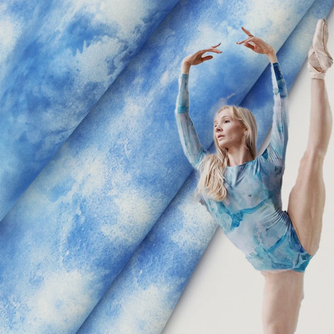 Wingtex Polyamide Elastane Fabric Tie Dye Effect Dty Printed Spandex 4 Way Strech Fabric for Dance