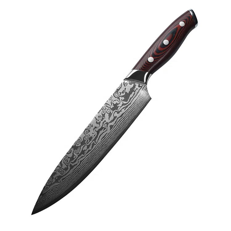 German High Carbon Stainless Steel Kitchen Knife Accessories Wood Grain Pattern Kitchen Knives Stainless Steel Knife Set