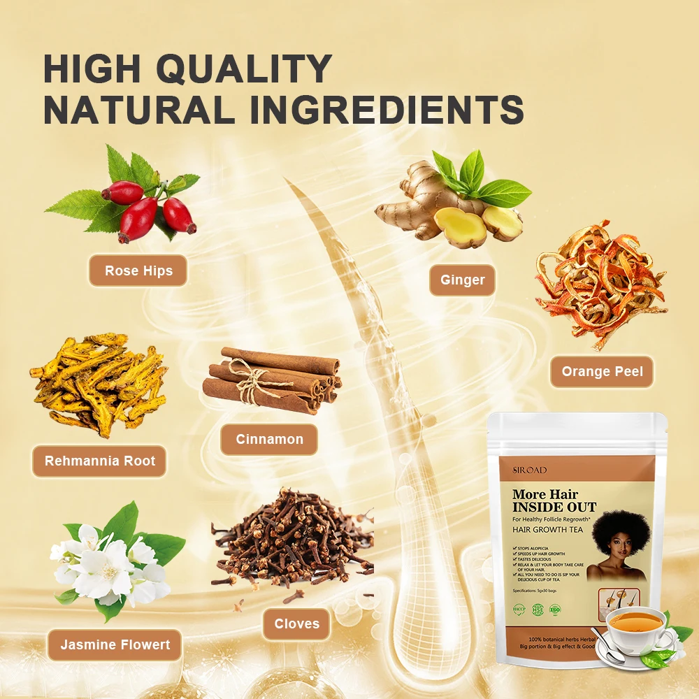 High quality Natural herbal blend  hair tea rinse hair repair reduce fall shedding promote hair growth and loss prevention tea