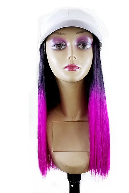 Fashionable hat wig Long Straight High heat Synthetic hair wigs with hats