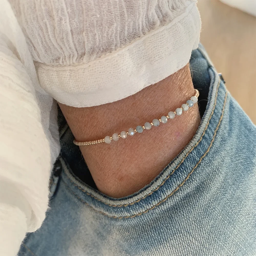 Go2boho Dainty Tiny Birthstone Beaded Bracelets Simple Gift Teens Girl Trendy Stone of Transformation Balance Jewelry 2024 New
