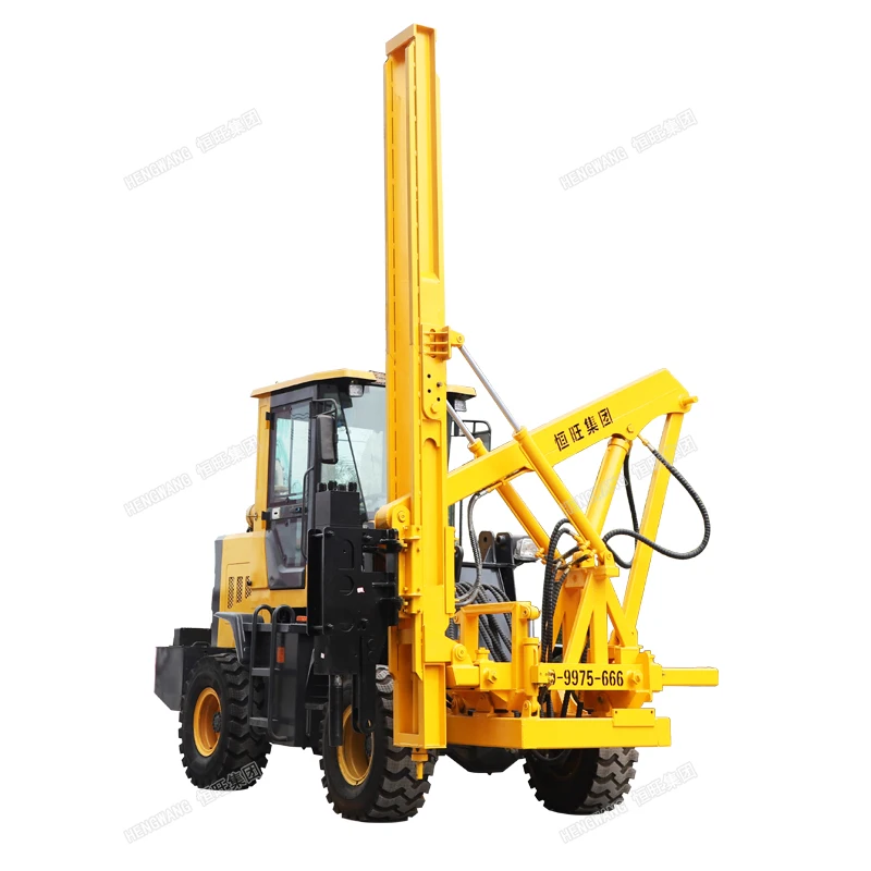 Hengwang Container loading highway guardrail pile driver HWH920 wheel post piling driver machine for sale