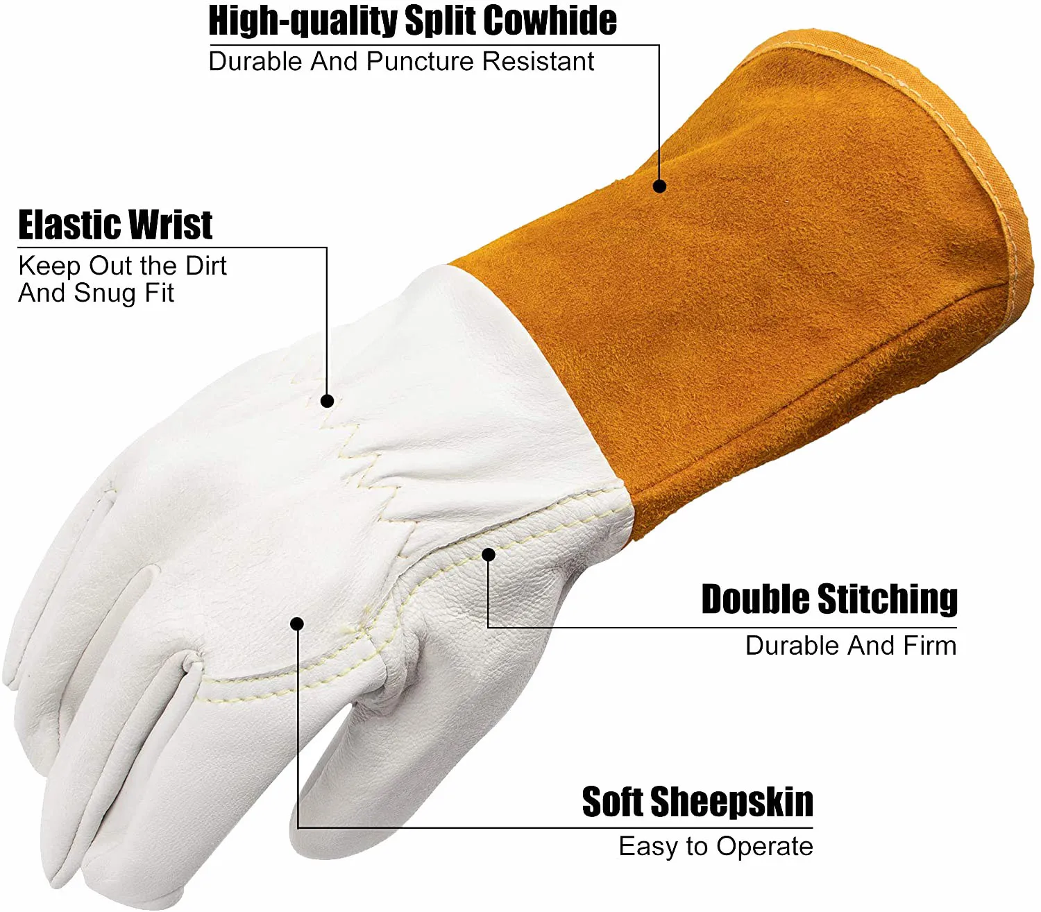 High Quality Industry Goatskin Thin And Breathable Soft Flexible Operation Tig/Mig Laser Welding Gloves