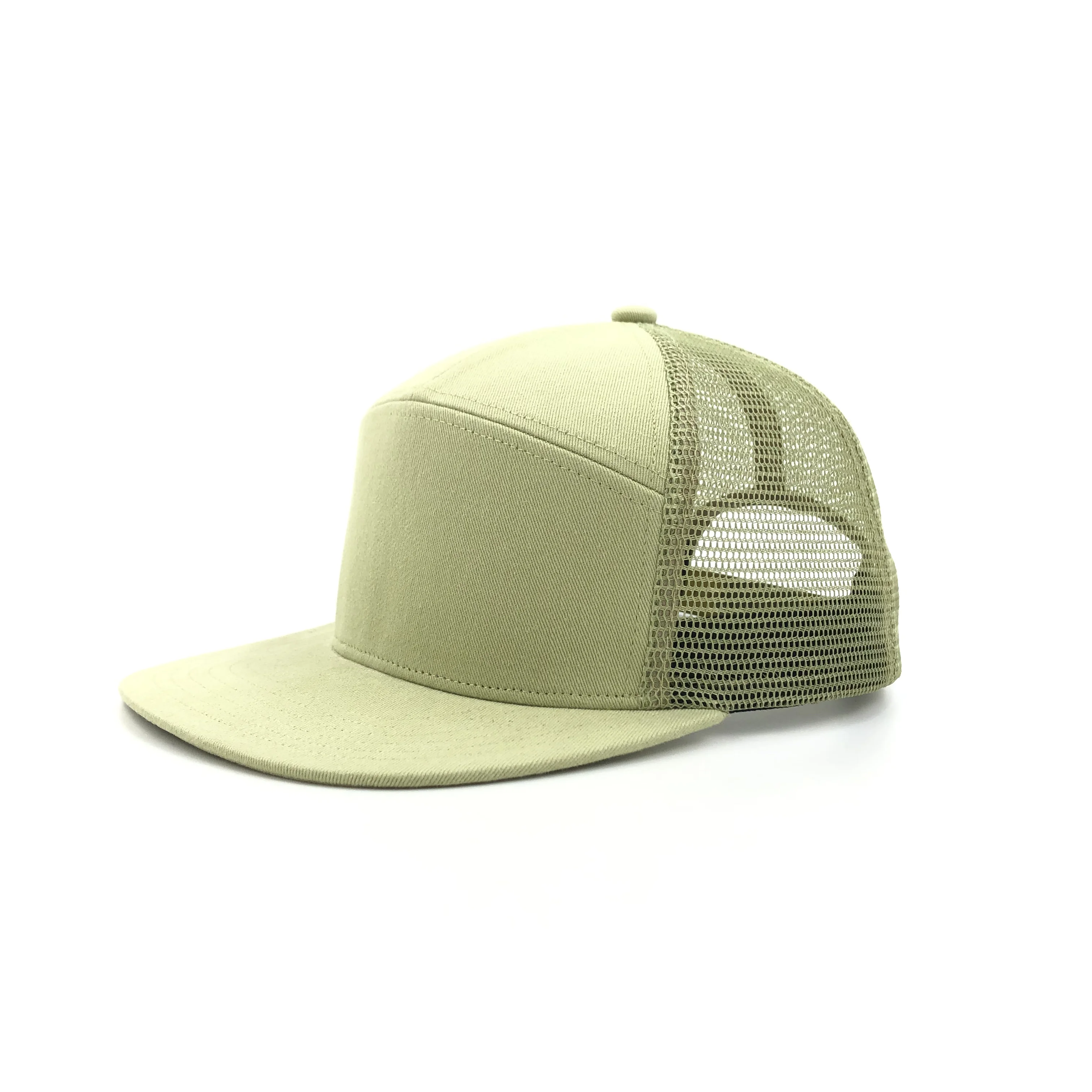 Custom Logo ,Polyester 7-Panel Mesh Plain Green Snapback hats sports caps, printing snapback hats for men
