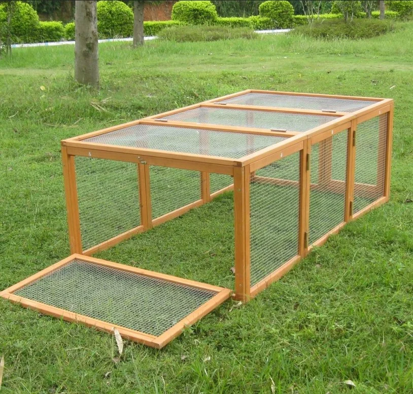 Easy clean folding wooden chicken coop run