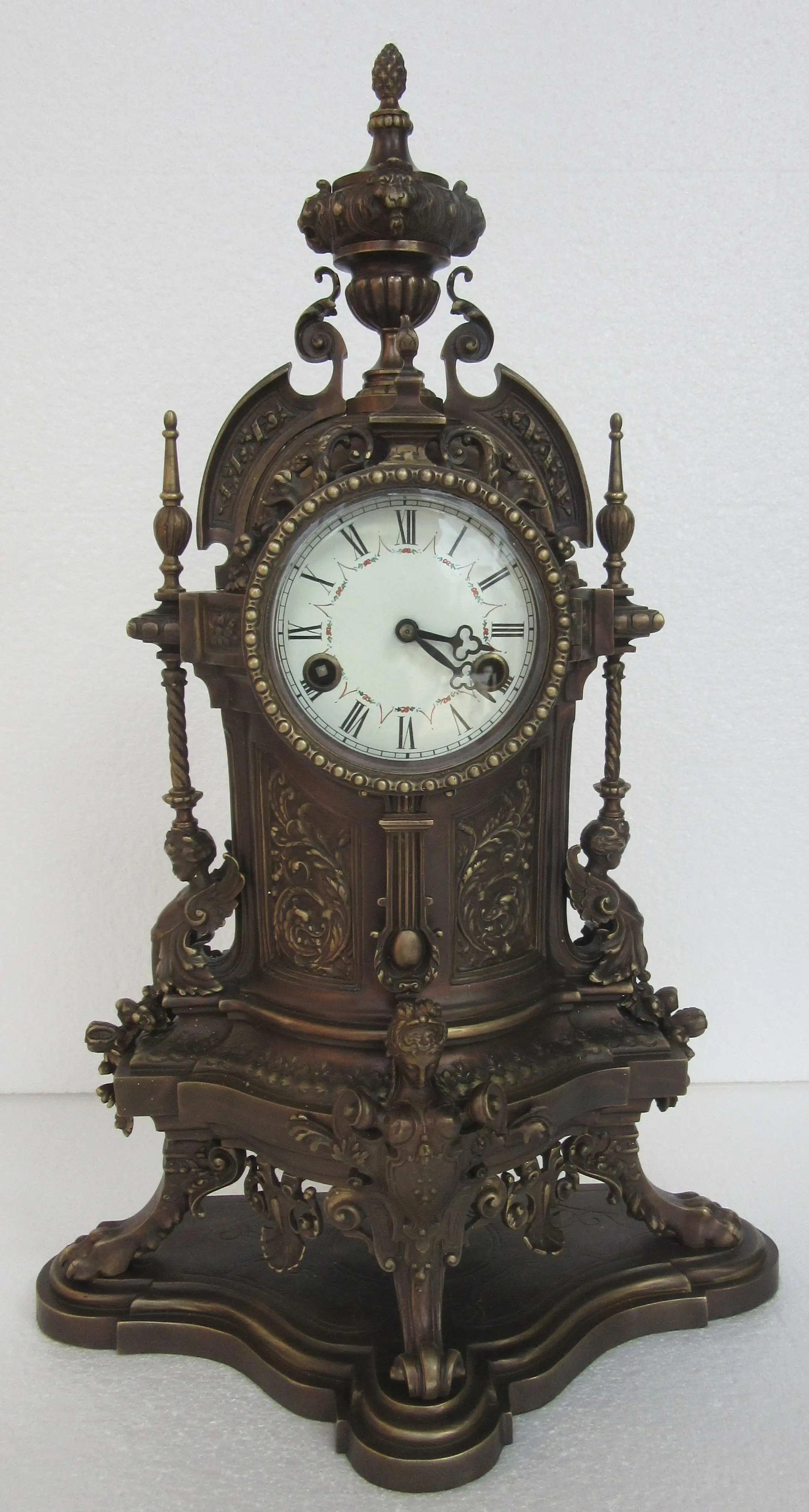 (24K Gilt) Antique Imitated from 18th French ClassicCast Brass  the Mechanical  Vintage Boulle  Table  Clock for Home Decoration