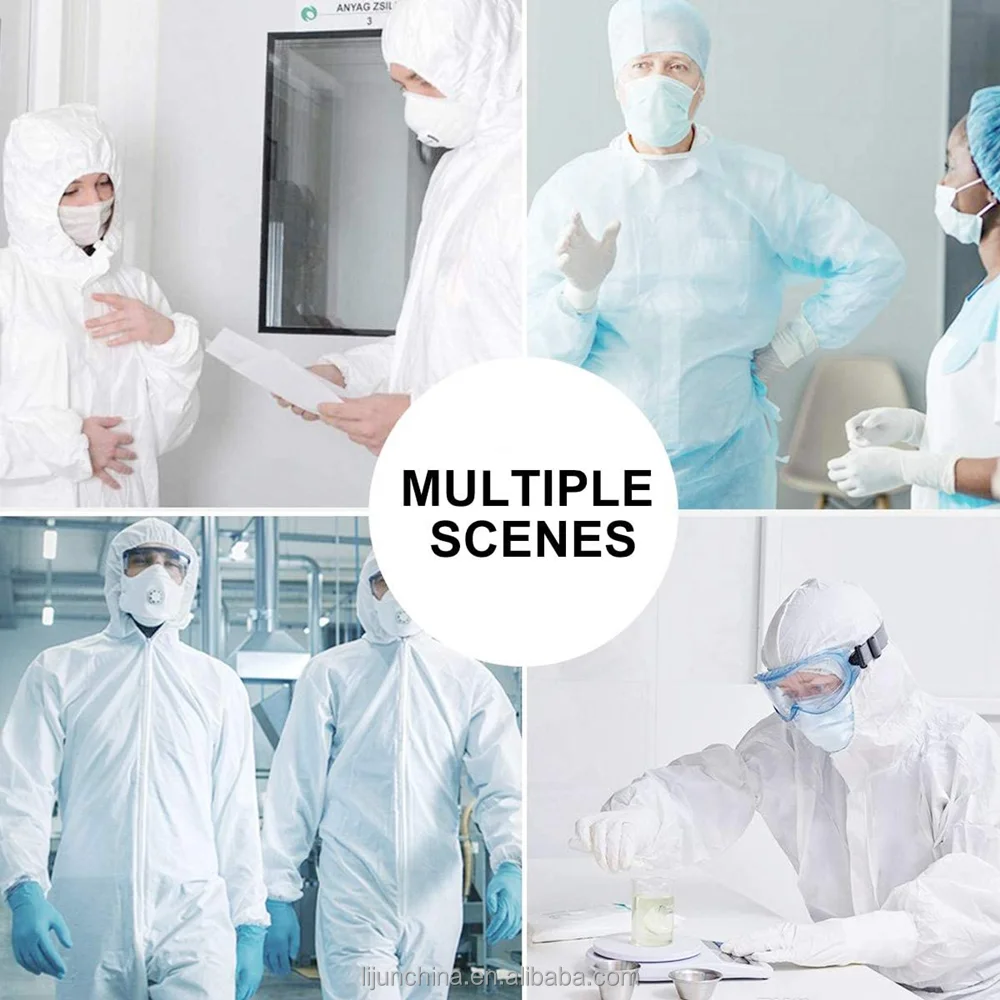 Wholesale disposable microporous PP SMS type 5/6 anti oil anti asbestos Medical Disposable coveralls bunysuit overalls