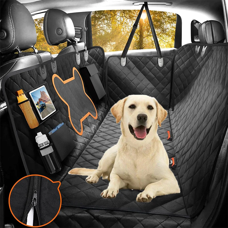Pet Travel Waterproof Pad Back Seat Breathable Mesh Hammock Adjustable Dog Car Seat Extender With Storage