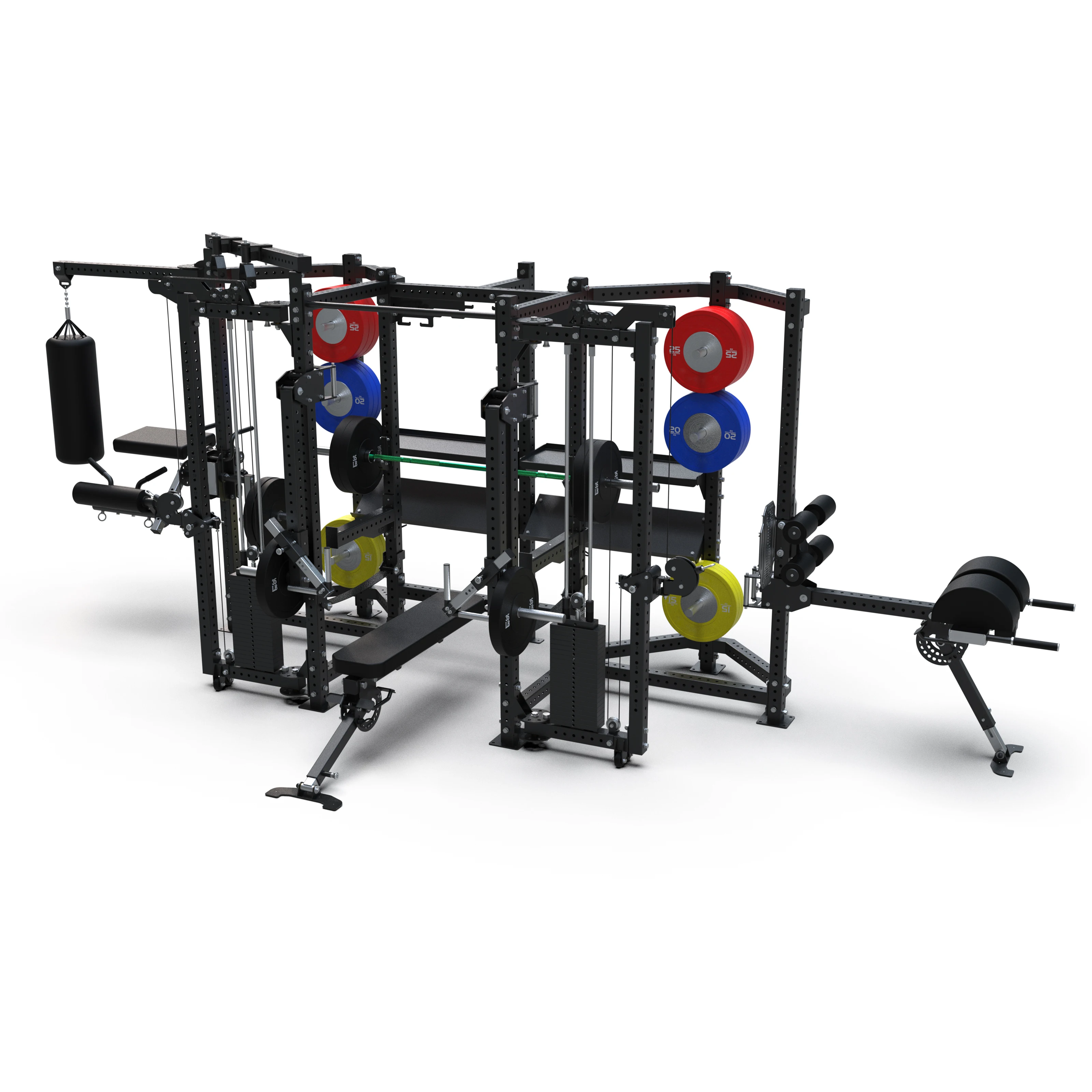Smith Machine Multifunction Power Cage with Smith Bar  LAT Pull-Down Systems and Cable Crossover Machine