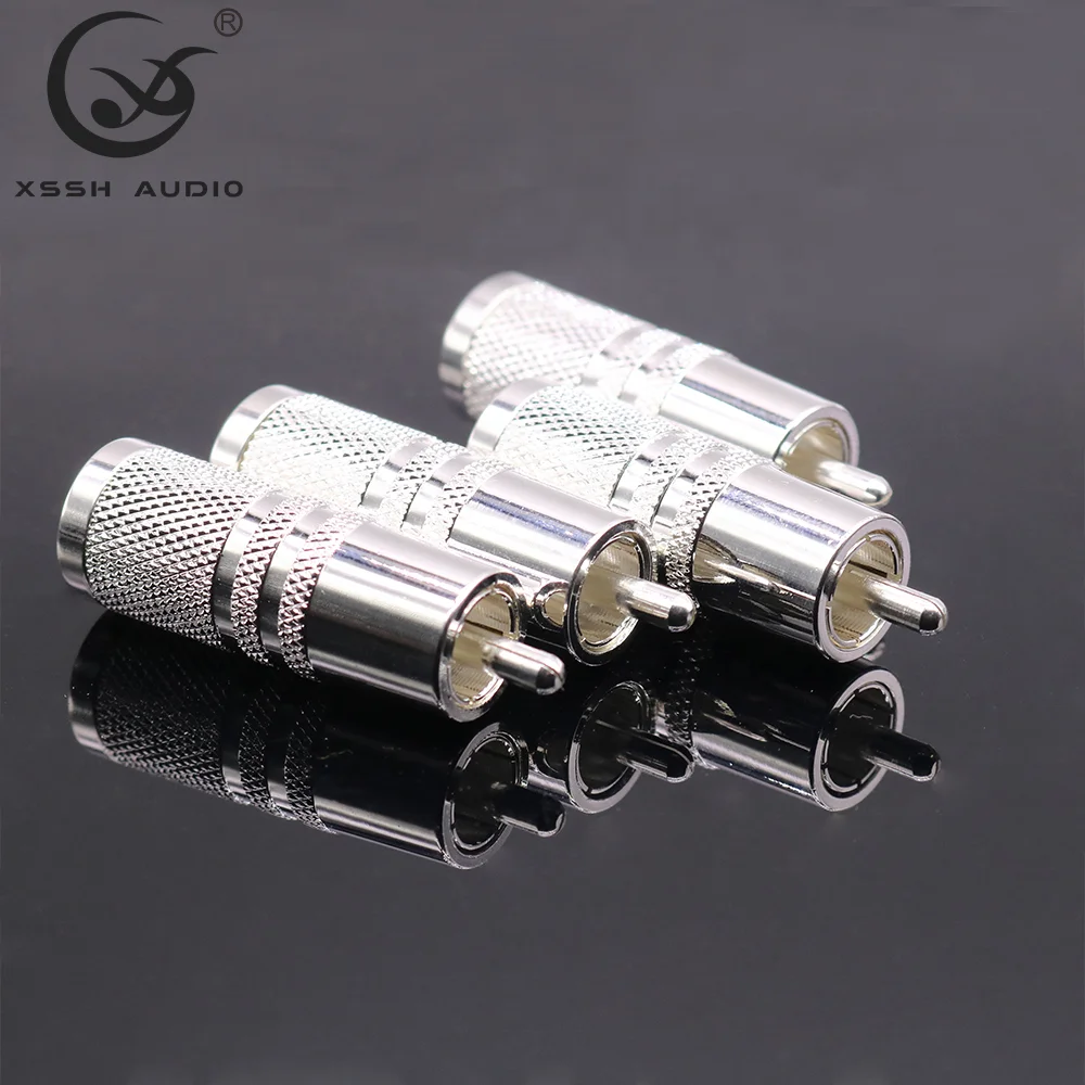 RCA Plug YIVO XSSH Audio Hi-End HIFI DIY Audio Video Brass Plated Silver VGA AV Connector RCA Adapter Jack for 10mm Cable Wire