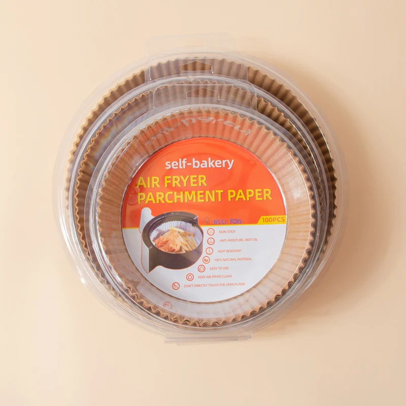 Hot sale round shape frying parchment paper easy clean Multi function deep frying Rectangular air fryer disposable paper liner